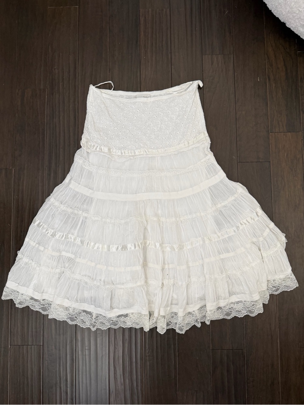 True Vintage STUNNING Spiegel 100% Cotton Lace and Ribbon Tiered Maxi Skirt 16